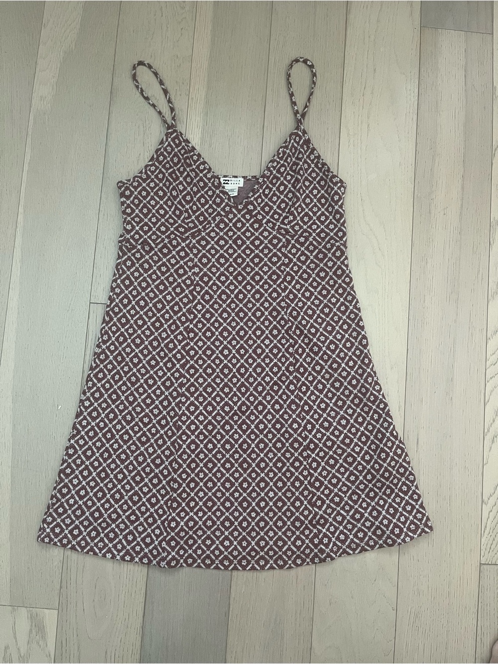 Billabong Burgundy Geo-Print Spaghetti-Strap Mini Dress